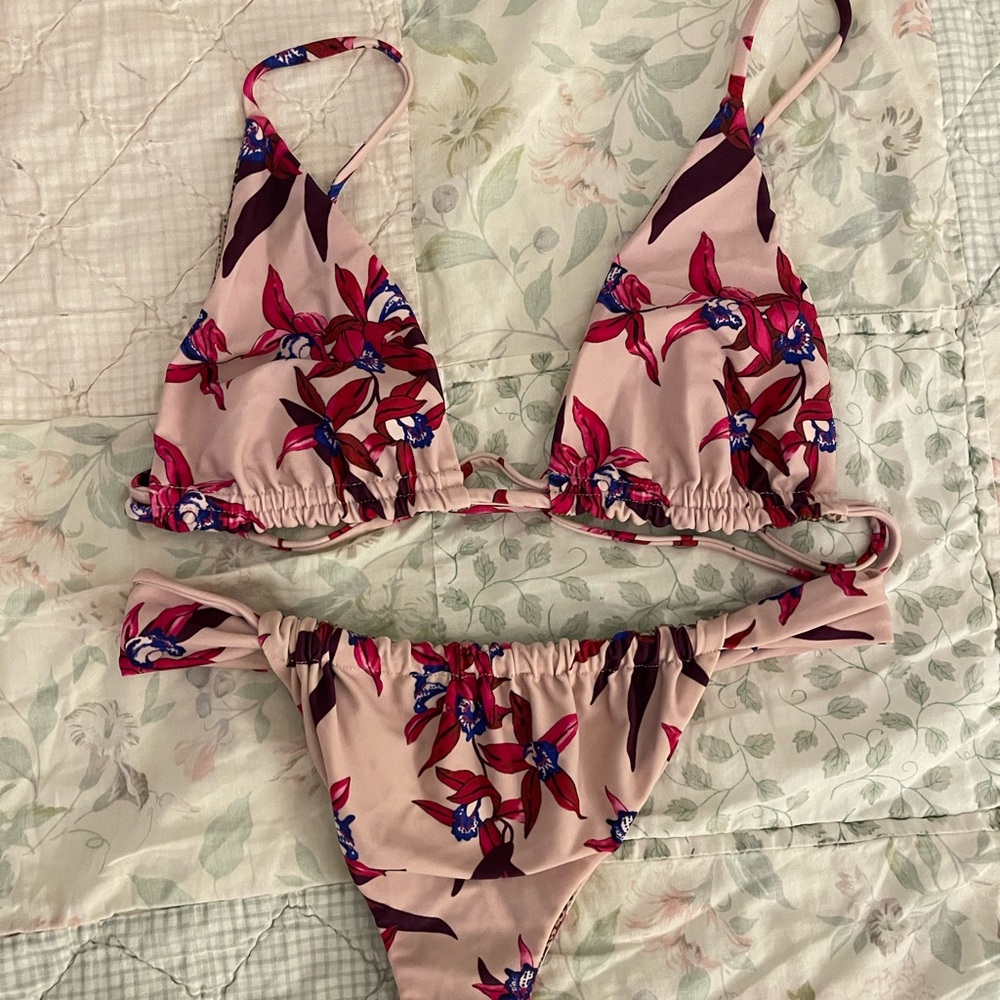 Acacia Swimwear Floral Bikini - Pink and Red